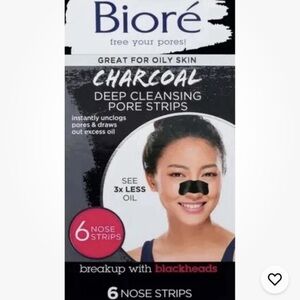 🌊3/$15~Bioré Charcoal Deep Cleansing Pore Nose Strips - 6ct